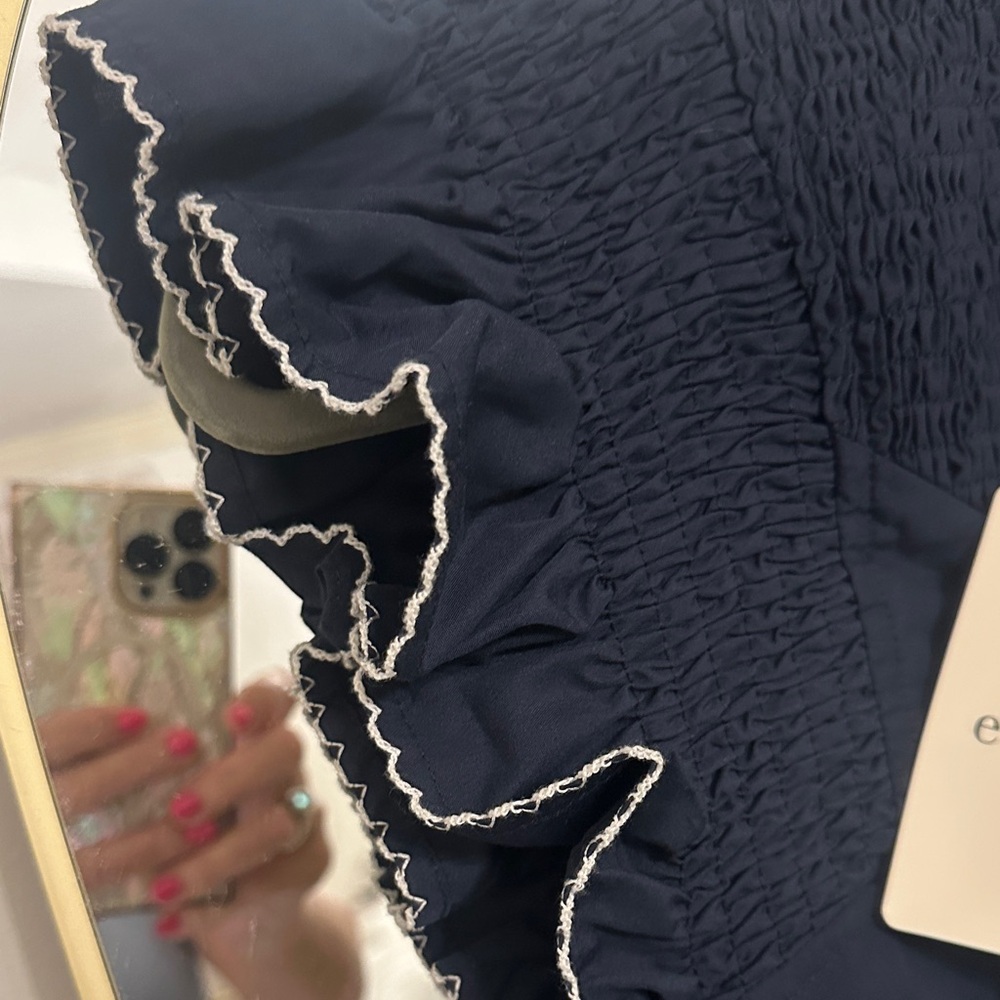 Entro Navy Ruffled Dress - Picture 2 of 3
